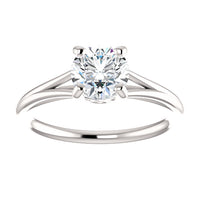 14K White Gold 6.5mm (1ct) Round Solitaire Moissanite Ring (DEF-Colorless)