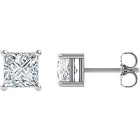 14K Gold  Square Moissanite Earrings (Colorless DEF)