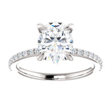 14K White 9x7mm (1.5ct) Oval Forever One™ Moissanite & 1/5 CTW Diamond Engagement Ring (GHI - Near Colorless)