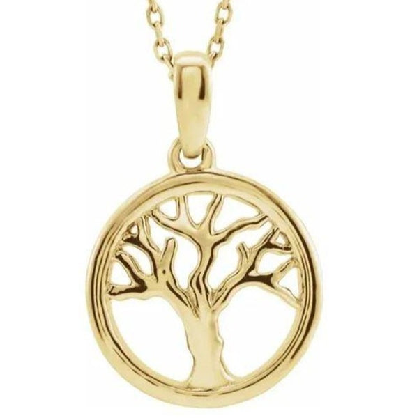 14K Yellow Gold Tree of Life 16-18" Necklace