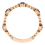 14K Rose Blue Sapphire & .03 CTW Diamond Leaf Ring