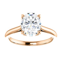 14K Rose Gold 9x7mm (1.5ct) Oval Moissanite Solitaire Engagement Ring (GHI-Near Colorless)