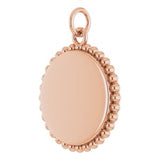 14K Rose Gold Engravable Beaded Disc Charm/Pendant