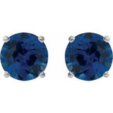 14K White Gold 5 mm Lab-Grown Blue Sapphire Earrings