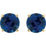14K Yellow Gold 5 mm Lab-Grown Blue Sapphire Earrings