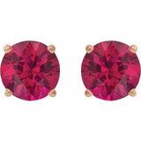 14K Rose Gold 5 mm Lab-Grown Ruby Earrings