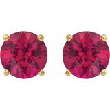 14K Yellow Gold 5 mm Lab-Grown Ruby Earrings