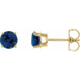 14K Yellow Gold 5 mm Lab-Grown Blue Sapphire Earrings