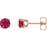 14K Rose Gold 5 mm Lab-Grown Ruby Earrings