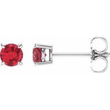 14K White Gold 4 mm Lab-Grown Ruby Earrings
