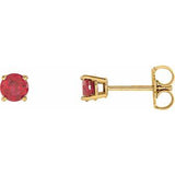 14K Yellow Gold 4 mm Lab-Grown Ruby Earrings