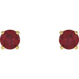 14K Yellow Gold 4 mm Lab-Grown Ruby Earrings