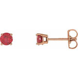 14K Rose Gold 4 mm Lab-Grown Ruby Earrings