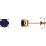 14K Rose Gold 5 mm Lab-Grown Blue Sapphire Earrings