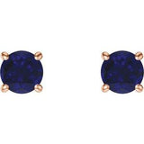 14K Rose Gold 5 mm Lab-Grown Blue Sapphire Earrings
