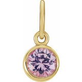 14K Yellow Gold Posh Mommy?? Imitation Pink Tourmaline Charm/Pendant