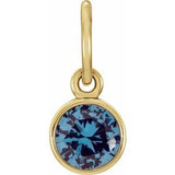 14K Yellow Gold Posh Mommy?? Imitation Blue Zircon Charm/Pendant