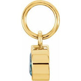 14K Yellow Gold Posh Mommy?? Imitation Blue Zircon Charm/Pendant