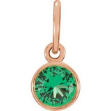 14K Rose Gold Posh Mommy?? Imitation Emerald Charm/Pendant