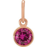 14K Rose Gold Posh Mommy?? Imitation Ruby Charm/Pendant
