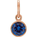 14K Rose Gold Posh Mommy?? Imitation Blue Sapphire Charm/Pendant