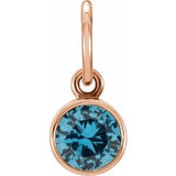 14K Rose Gold Posh Mommy?? Imitation Blue Zircon Charm/Pendant