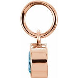 14K Rose Gold Posh Mommy?? Imitation Blue Zircon Charm/Pendant