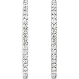 14K White Gold 6 1/2 CTW Natural Diamond Inside-Outside 51 mm Hinged Hoop Earrings