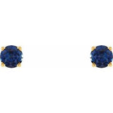14K Yellow Gold 4 mm Lab-Grown Blue Sapphire Earrings