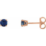 14K Rose Gold 4 mm Lab-Grown Blue Sapphire Earrings