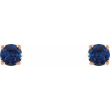 14K Rose Gold 4 mm Lab-Grown Blue Sapphire Earrings