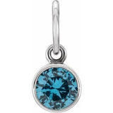 14K White Gold Posh Mommy?? Imitation Blue Zircon Charm/Pendant