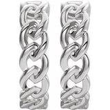 14K White Gold Chain Link Hinged 19.6 mm Hoop Earrings