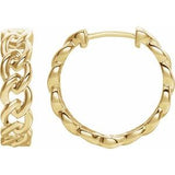 14K Yellow Gold Chain Link Hinged 19.6 mm Hoop Earrings