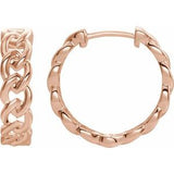 14K Rose Gold Chain Link Hinged 19.6 mm Hoop Earrings