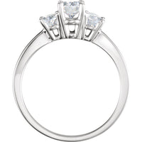 14K White Gold Three Stone Moissanite Oval Accented Anniversary Ring