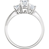 14K White Gold Three Stone Moissanite Oval Accented Anniversary Ring