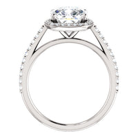 14K White Gold 8x8 mm (2ct) Cushion Antique Square Halo-Style Engagement Ring (DEF-Colorless)