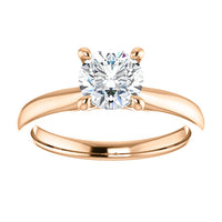 14K Rose Gold 6.5mm (1ct) ForeverOne Moissanite Round Solitaire Engagement Ring GHI-Near Colorless