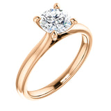 14K Rose Gold 6.5mm (1ct) ForeverOne Moissanite Round Solitaire Engagement Ring GHI-Near Colorless