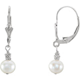 Sterling Silver 5.5-6mm Freshwater Cultured Pearl Lever Back Earrings