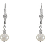Sterling Silver 5.5-6mm Freshwater Cultured Pearl Lever Back Earrings