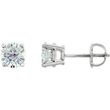 14K White Gold Round Lab Created Moissanite Earrings (Colorless DEF)