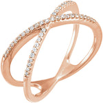 14K Rose Gold CrissCross Ring 1/6 CTW Diamond