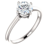 14K White Gold (Moissanite) Round Solitaire Ring GHI - Near Colorless