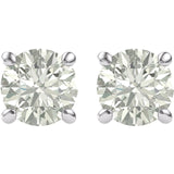 14K White Gold Round Lab Created Moissanite Earrings (Colorless DEF)