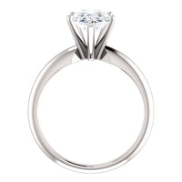 14K White 10x7mm (1.5ct) Moissanite Pear Shape Solitaire Ring (Colorless-DEF)