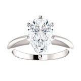 14K White 10x7mm (1.5ct) Moissanite Pear Shape Solitaire Ring (Colorless-DEF)
