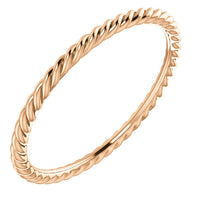 14K Gold Skinny Rope Band Size