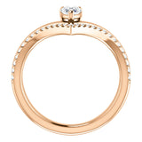 14K Rose Gold and Genuine Sapphire (6x4 mm) & 1/6 CTW Diamond Ring